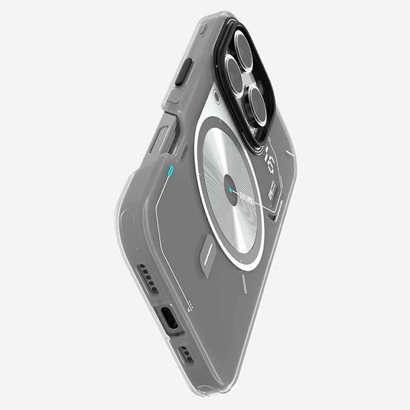 AULUMU A17 pour iPhone 16 Pro Coque Magnétique avec Design Lumineux dans le Noir, Housse en TPU IMD - Blanc