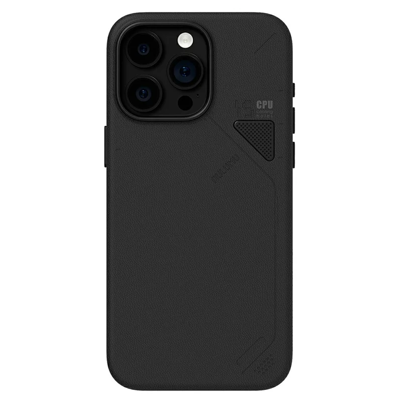 AULUMU for iPhone 15 Pro Magnetic Case Biodegradable Vegan Leather + PC Phone Cover - Black
