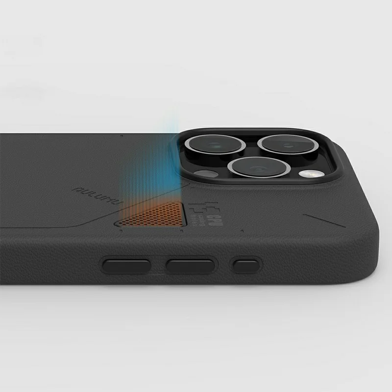 AULUMU for iPhone 15 Pro Magnetic Case Biodegradable Vegan Leather + PC Phone Cover - Black