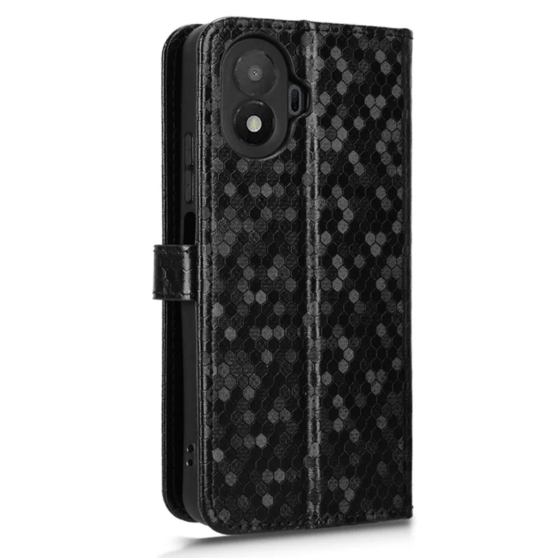 Cover portafoglio con motivo a punti in ecopelle per TCL K70 5G con tracolla - Nero