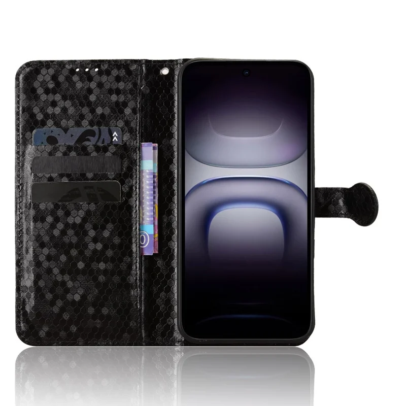 Étui portefeuille pour Infinix Hot 70 avec motif à pois, housse en cuir PU avec dragonne - Noir