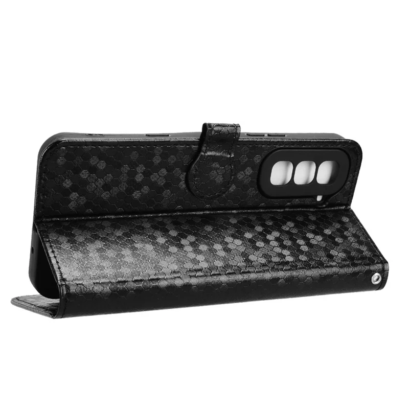 Étui portefeuille pour Infinix Hot 70 avec motif à pois, housse en cuir PU avec dragonne - Noir