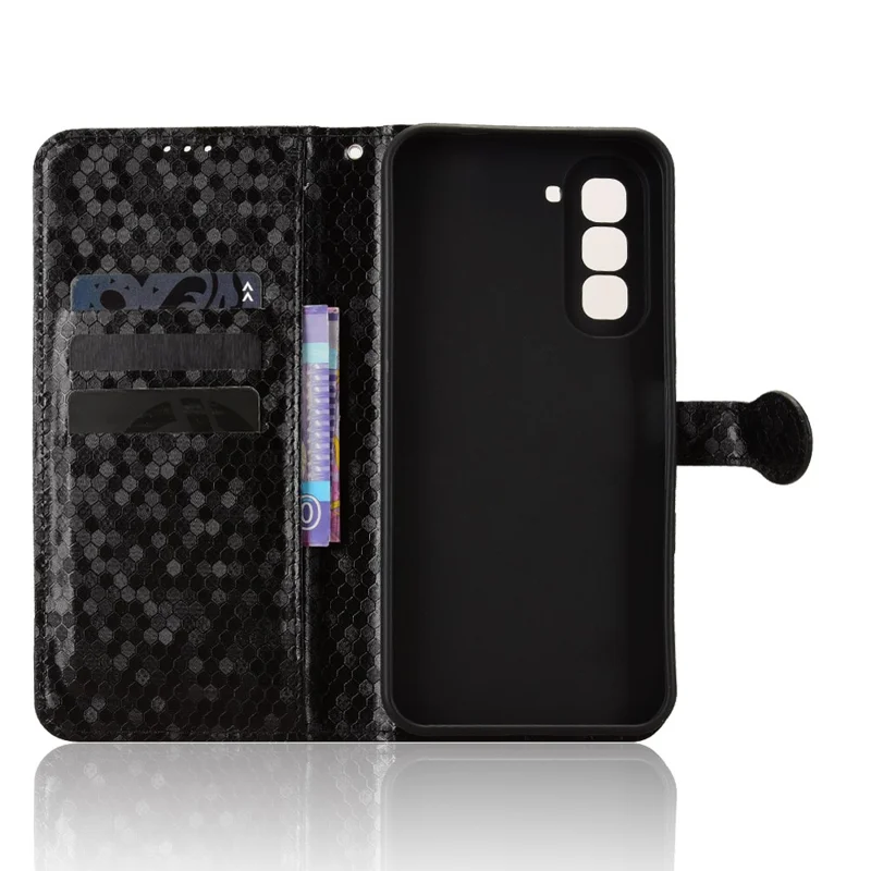Étui portefeuille pour Infinix Hot 70 avec motif à pois, housse en cuir PU avec dragonne - Noir