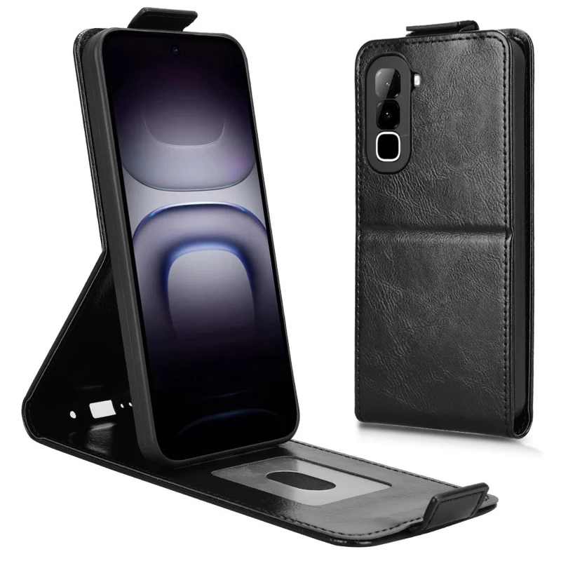 Étui Support pour Infinix Hot 70 avec Fermoir Magnétique, Housse en Cuir à Rabat Vertical avec Porte-cartes - Noir