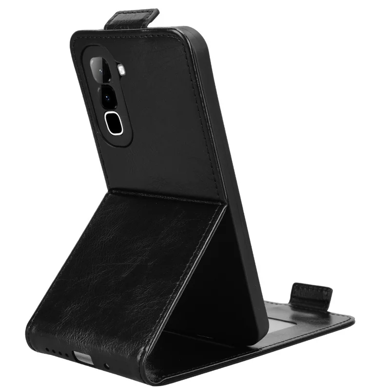 Étui Support pour Infinix Hot 70 avec Fermoir Magnétique, Housse en Cuir à Rabat Vertical avec Porte-cartes - Noir