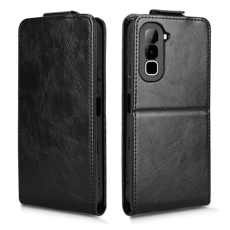 Étui Support pour Infinix Hot 70 avec Fermoir Magnétique, Housse en Cuir à Rabat Vertical avec Porte-cartes - Noir