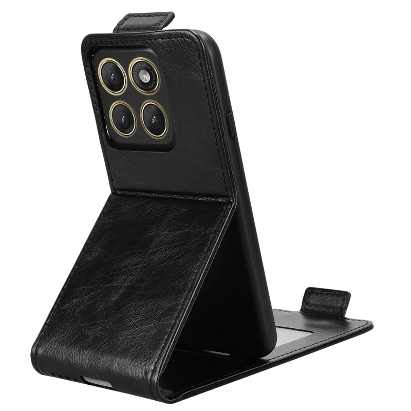 For Motorola Edge (2026) stående hylse med magnetlås, lodret flip, læderdæksel med kortlomme - Sort