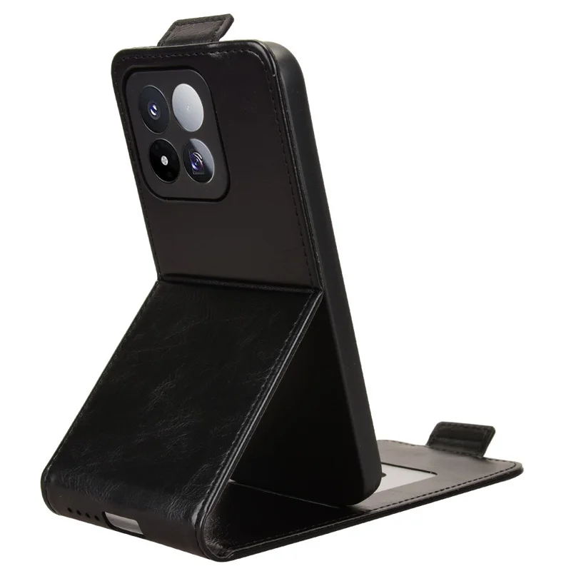 Funda con soporte para Xiaomi 17 Max, carcasa de cuero con cierre magnético, apertura vertical y ranura para tarjetas - Negro
