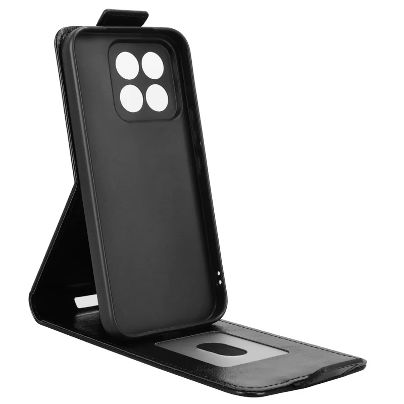 Funda con soporte para Xiaomi 17 Max, carcasa de cuero con cierre magnético, apertura vertical y ranura para tarjetas - Negro
