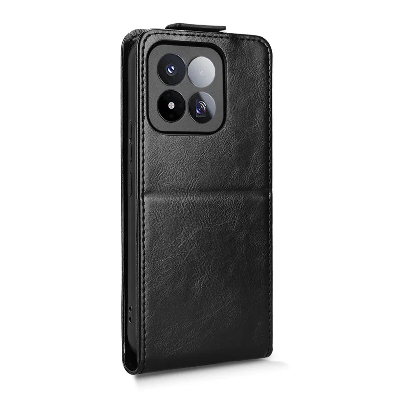 Funda con soporte para Xiaomi 17 Max, carcasa de cuero con cierre magnético, apertura vertical y ranura para tarjetas - Negro