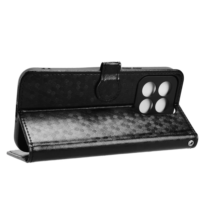 For Xiaomi 17 Max Wallet Case Dot Pattern Imprint PU Leather Phone Cover with Wrist Strap - Black
