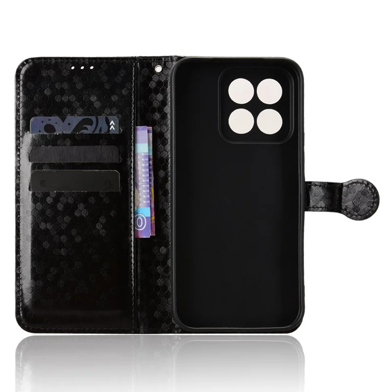 For Xiaomi 17 Max Wallet Case Dot Pattern Imprint PU Leather Phone Cover with Wrist Strap - Black