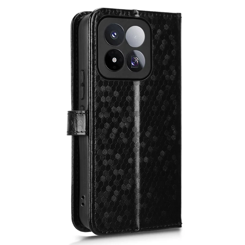 For Xiaomi 17 Max Wallet Case Dot Pattern Imprint PU Leather Phone Cover with Wrist Strap - Black