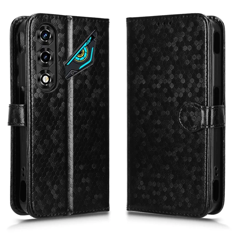 Чехол-кошелек с узором точек для ZTE nubia Neo 5G, чехол из искусственной кожи PU с ремешком на запястье - черный