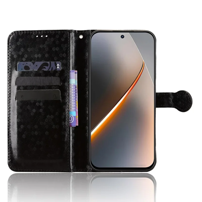 Чехол-кошелек с узором точек для ZTE nubia Neo 5G, чехол из искусственной кожи PU с ремешком на запястье - черный