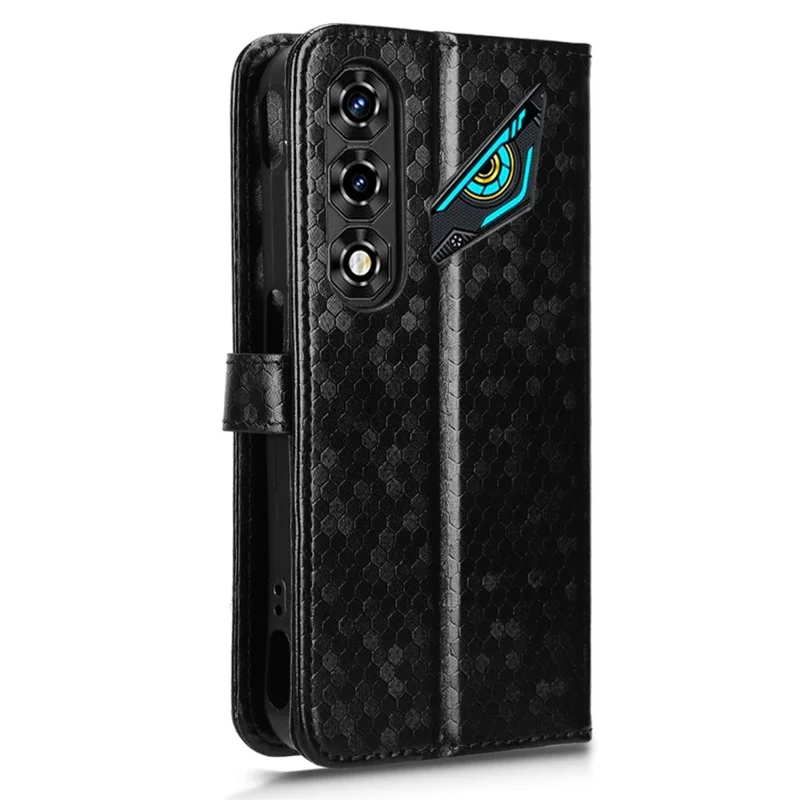 Чехол-кошелек с узором точек для ZTE nubia Neo 5G, чехол из искусственной кожи PU с ремешком на запястье - черный