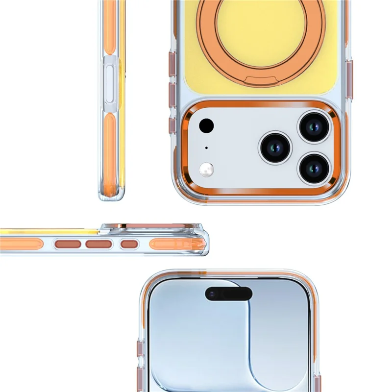For iPhone 18 Pro Max Case Rotating Kickstand TPU + PC Color Contrast Phone Cover - Orange