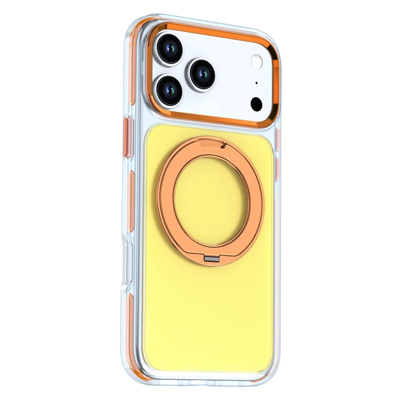 For iPhone 18 Pro Max Case Rotating Kickstand TPU + PC Color Contrast Phone Cover - Orange