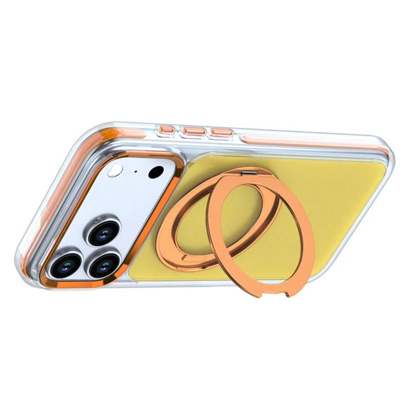 For iPhone 18 Pro Max Case Rotating Kickstand TPU + PC Color Contrast Phone Cover - Orange