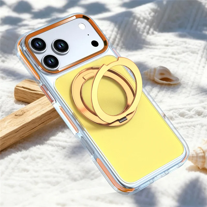 For iPhone 18 Pro Max Case Rotating Kickstand TPU + PC Color Contrast Phone Cover - Orange