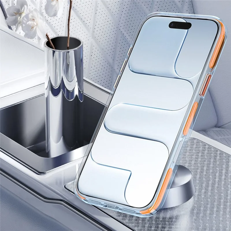 For iPhone 18 Pro Max Case Rotating Kickstand TPU + PC Color Contrast Phone Cover - Orange