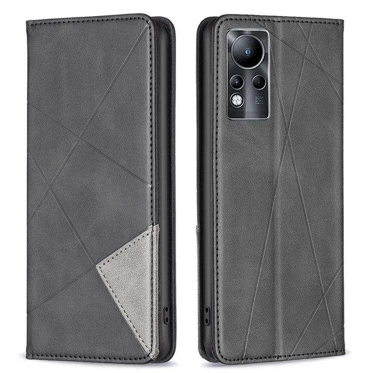 Para Infinix Nota 11 Caja de Teléfono de Protección Completa bf Imprenta la Serie 1 Cubierta de Cierre Magnético de Cuero PU Con Soporte de Soporte de Tarjetas - Negro