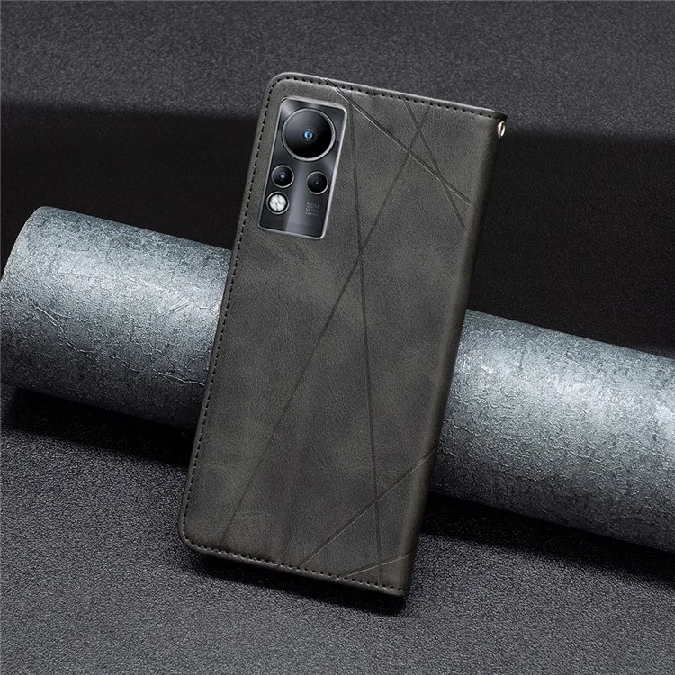 Para Infinix Nota 11 Caja de Teléfono de Protección Completa bf Imprenta la Serie 1 Cubierta de Cierre Magnético de Cuero PU Con Soporte de Soporte de Tarjetas - Negro