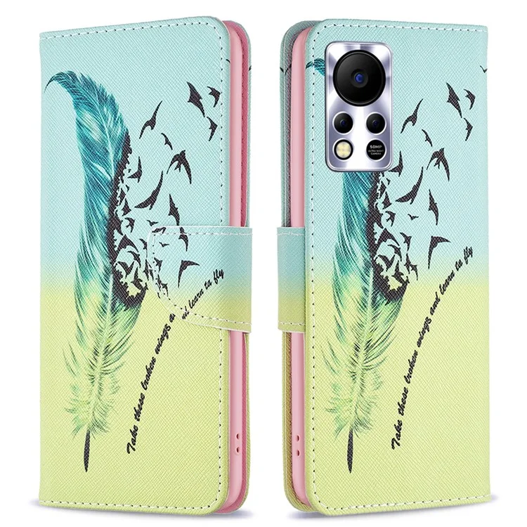 BF Pattern Printing Leath Series-1 Pour Infinix Hot 11s NFC 4G / X6812B Theple PU Couverture PU Couverture de Téléphone Mateur Magnétique Moteur de Flip Pepellet - la Plume
