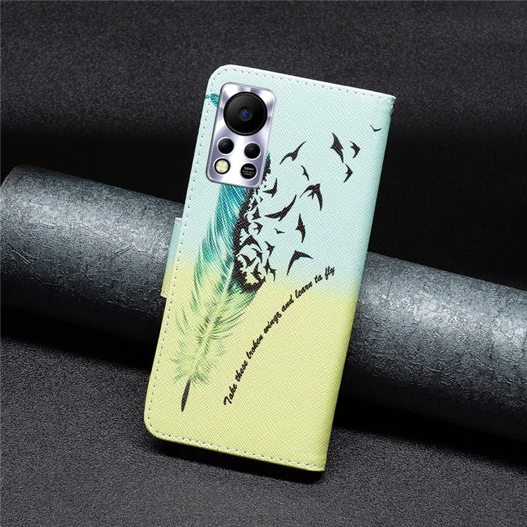 BF Pattern Printing Leath Series-1 Pour Infinix Hot 11s NFC 4G / X6812B Theple PU Couverture PU Couverture de Téléphone Mateur Magnétique Moteur de Flip Pepellet - la Plume