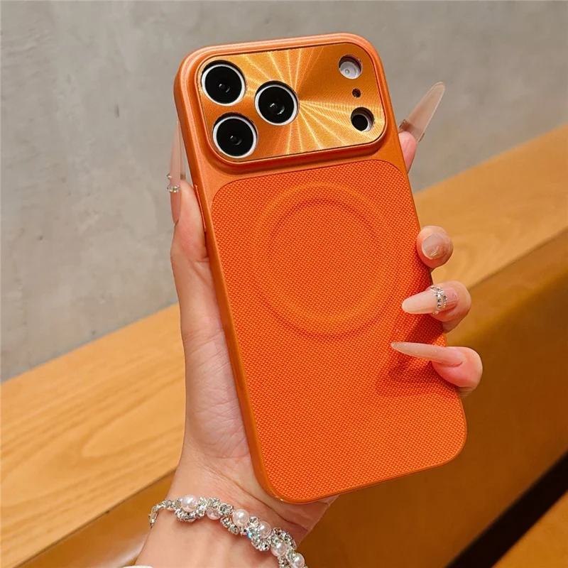 Coque magnétique pour Xiaomi 17 Pro avec anneau, support pivotant en métal, dos en fibre technique, coque arrière en PC + TPU, avec protecteur d'écran en verre trempé - Orange
