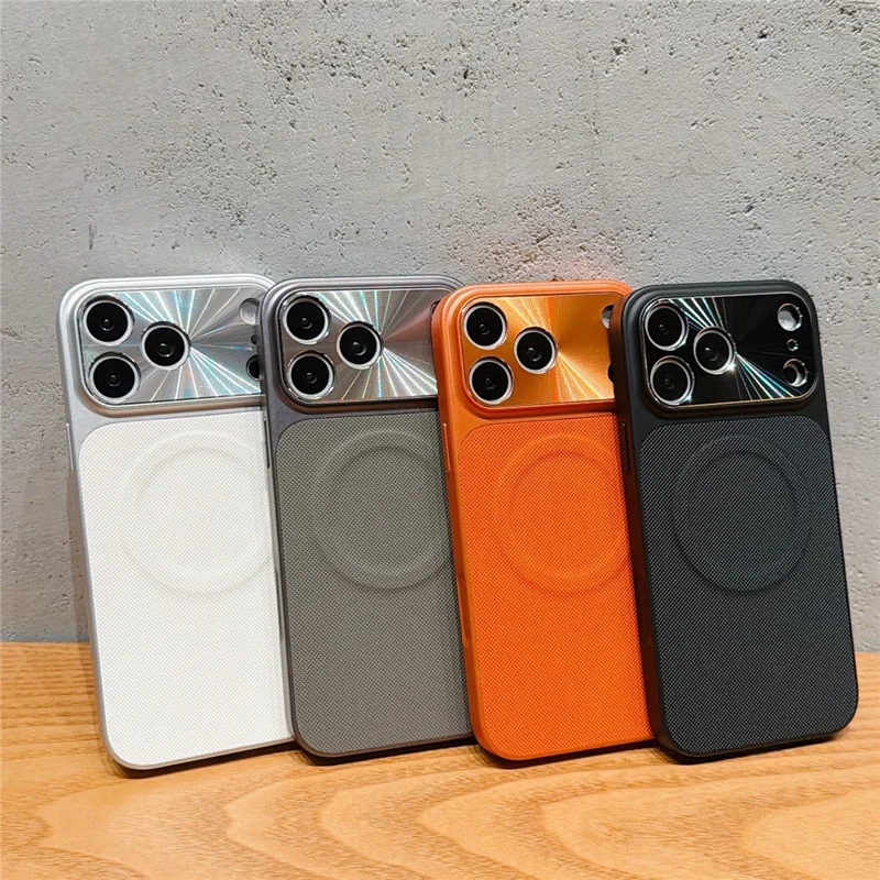 Coque magnétique pour Xiaomi 17 Pro avec anneau, support pivotant en métal, dos en fibre technique, coque arrière en PC + TPU, avec protecteur d'écran en verre trempé - Orange
