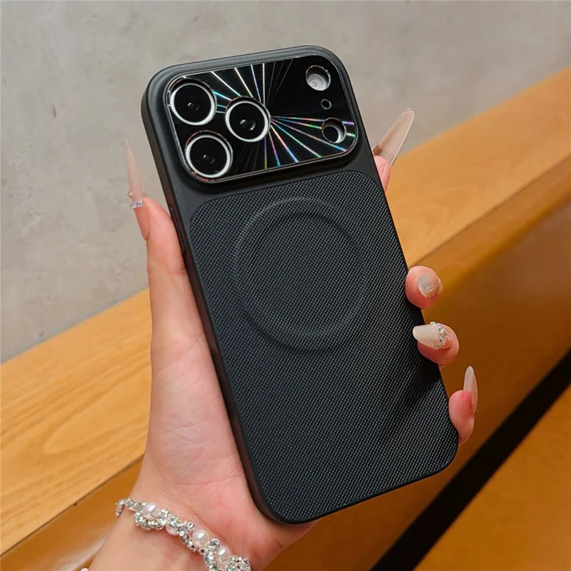 For Xiaomi 17 Pro Magnetic Case Ring Kickstand Tech Fabric Coated PC + TPU Phone Back Cover with Tempered Glass Screen Protector - Black
