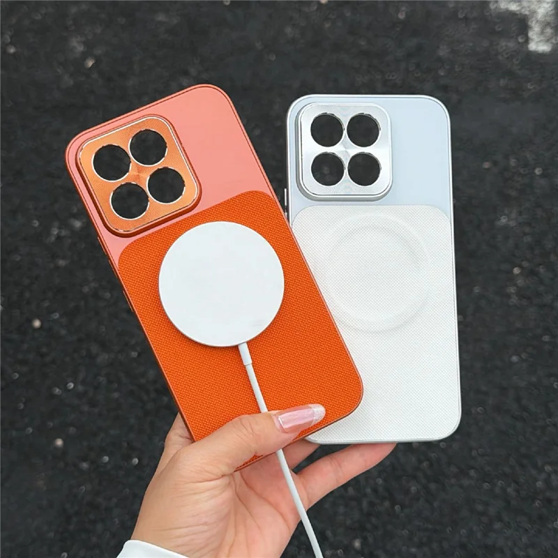 Étui magnétique avec anneau pivotant pour Xiaomi 17 Max, dos en PC + TPU avec revêtement en tissu technique, support métallique réglable, protection d'écran en verre trempé - Gris foncé