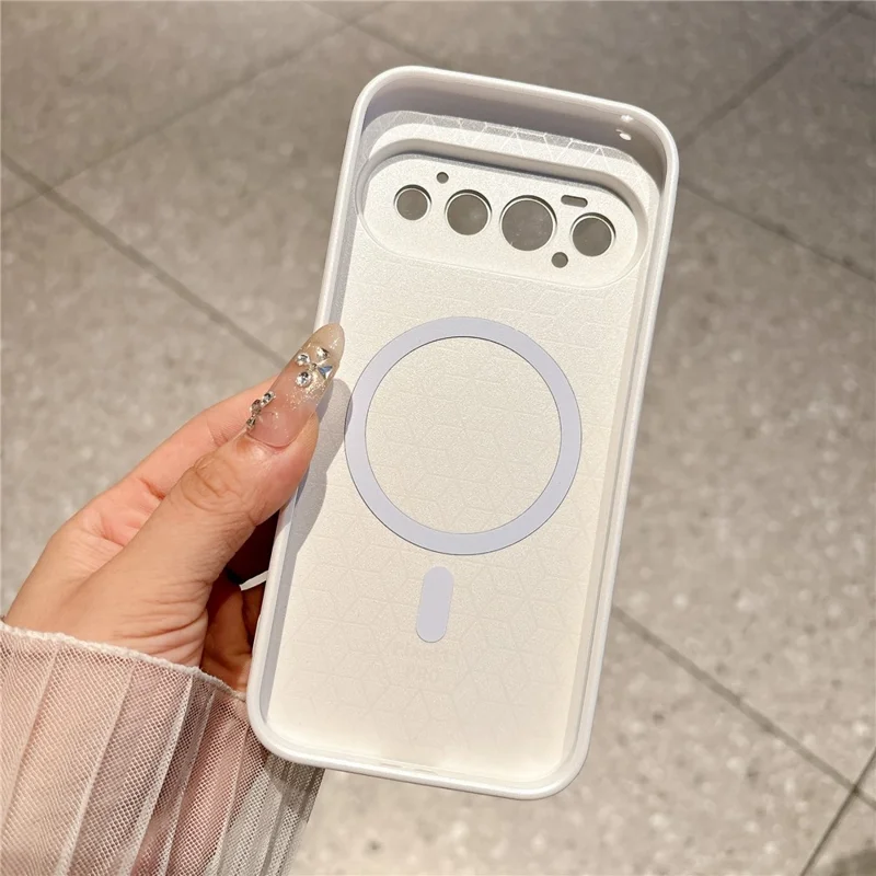 Чехол для Google Pixel 11 Pro магнитный, текстура кожи荔, кожа + поликарбонат + ТПУ, ударопрочный, защитное стекло — бирюзовый