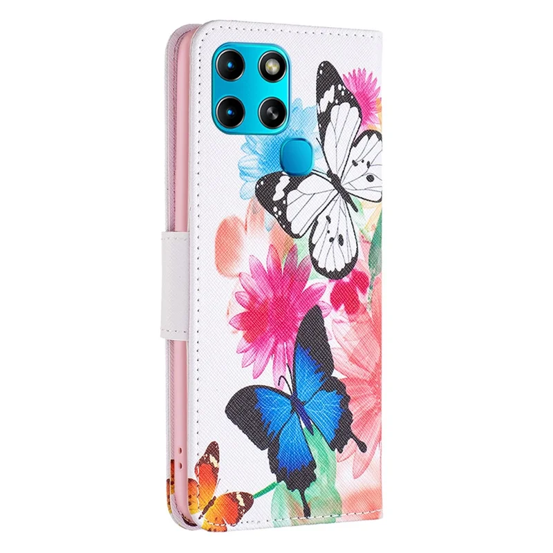 For Infinix Smart 6 / X6511B Phone Case Pattern Printing PU Leather Wallet Stand Cover -  Two Butterflies