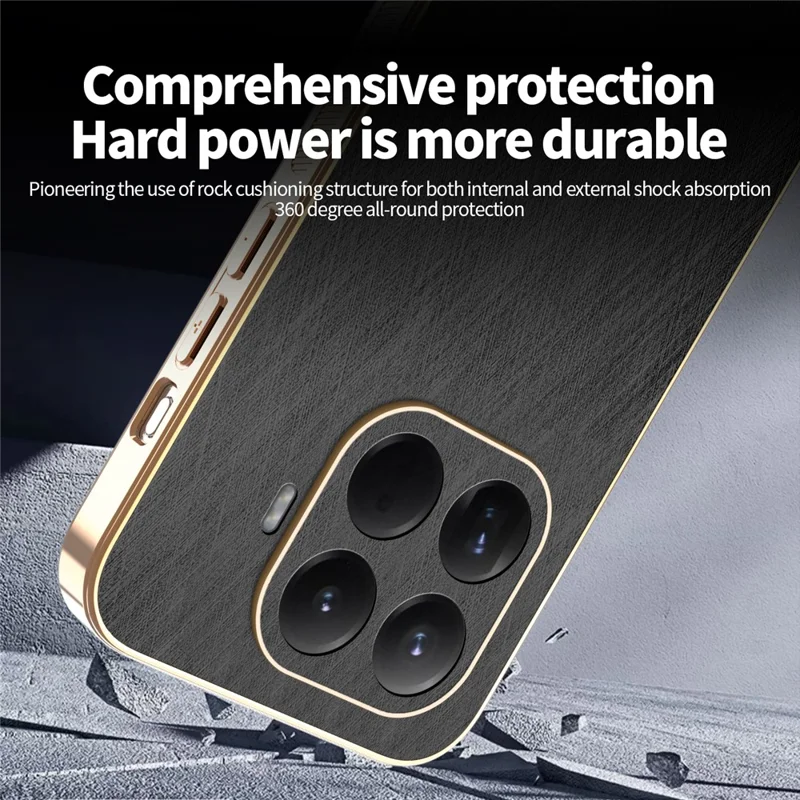 KADEM til Xiaomi 17T hylse med elektropladering og silketekstur i PU + TPU bagside - Sort