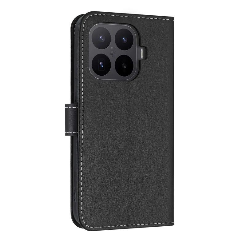 Funda para Xiaomi 17T Pro con decoración de lazo, carcasa de cuero tipo cartera con correa para muñeca - Negro