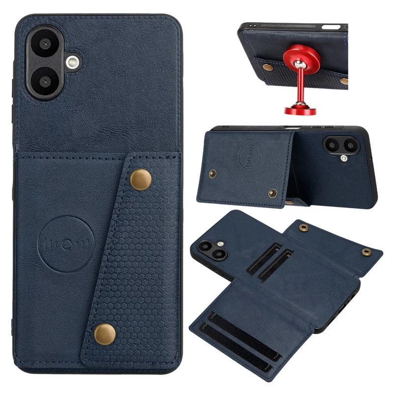 For Samsung Galaxy A07 5G Case with Card Slots Kickstand Leather + TPU Phone Cover - Blue