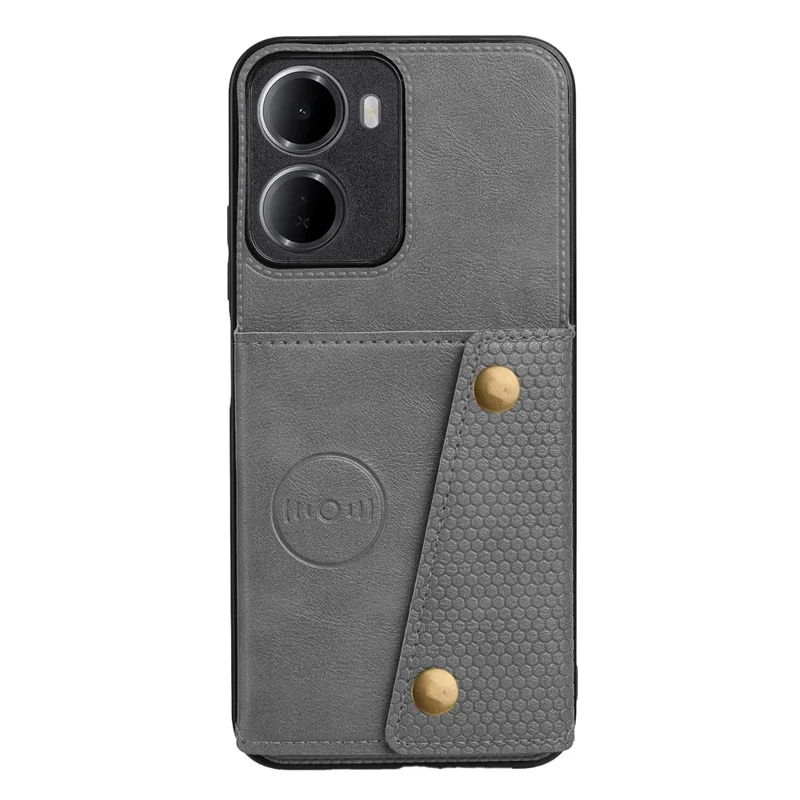 For Xiaomi Redmi 15a 5G Case with Card Slots Kickstand Leather + TPU Phone Cover - Grey