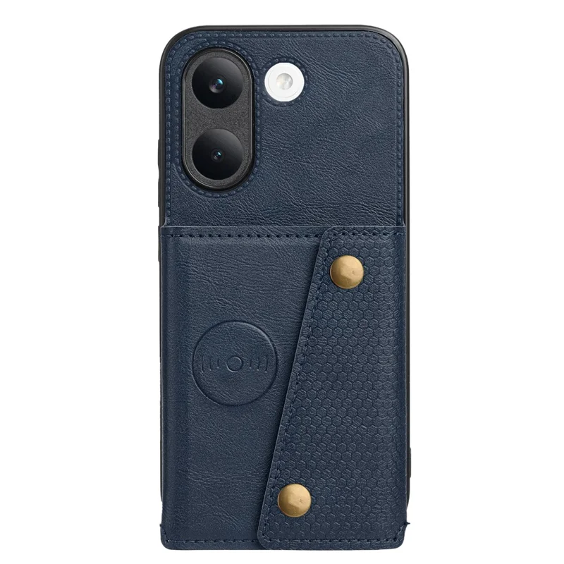غطاء لهاتف Xiaomi Poco X8 Pro 5G مع فتحات بطاقة وحامل وغطاء من الجلد + TPU - أزرق