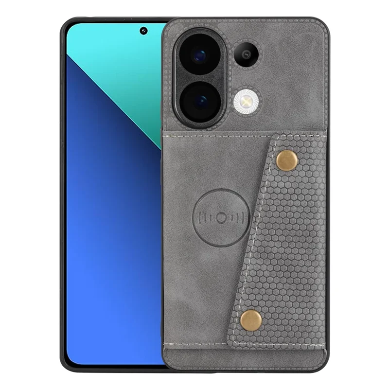 For Xiaomi Poco X8 Pro Max 5G Case with Card Slots Kickstand Leather + TPU Phone Cover - Grey