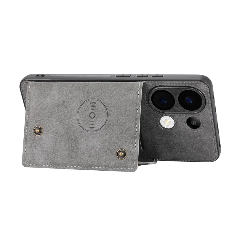 For Xiaomi Poco X8 Pro Max 5G Case with Card Slots Kickstand Leather + TPU Phone Cover - Grey