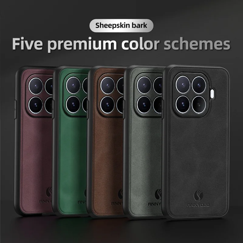 ANNYOJO For Xiaomi 17T Phone Case PU Leather + PC + TPU Anti Drop Phone Back Cover - Coffee