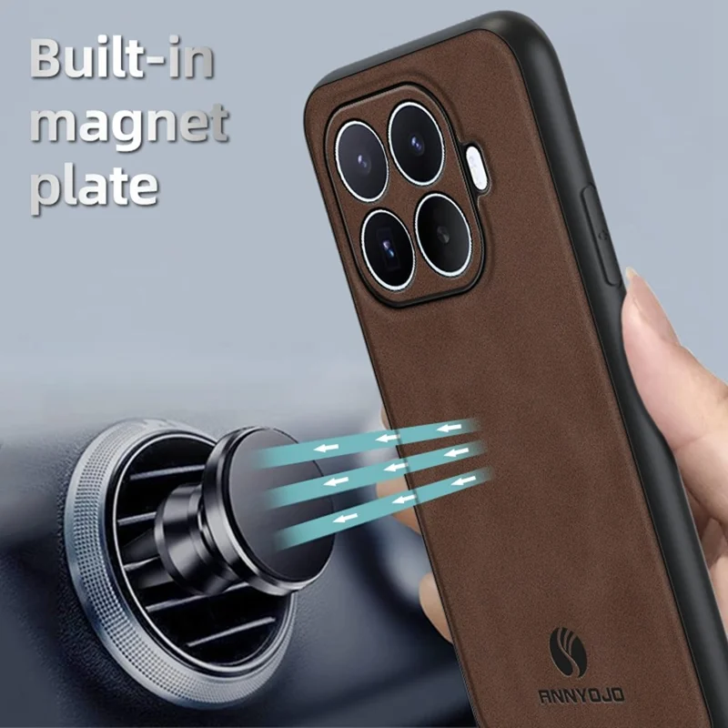 ANNYOJO For Xiaomi 17T Pro Phone Case PU Leather + PC + TPU Anti Drop Phone Back Cover - Coffee
