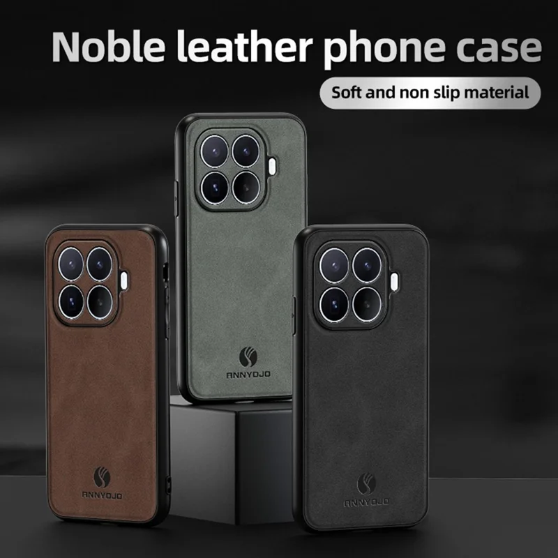 ANNYOJO For Xiaomi 17T Pro Phone Case PU Leather + PC + TPU Anti Drop Phone Back Cover - Coffee