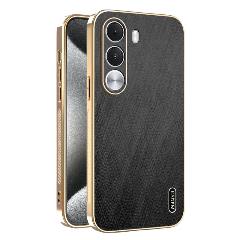 Custodia KADEM per Realme C100i 4G, Rivestimento Elettrolitico, Texture in Raso, Posteriore in PU + TPU - Nero
