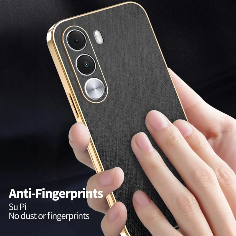 Custodia KADEM per Realme C100i 4G, Rivestimento Elettrolitico, Texture in Raso, Posteriore in PU + TPU - Nero