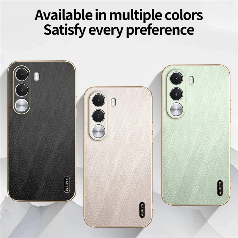 Custodia KADEM per Realme C100i 4G, Rivestimento Elettrolitico, Texture in Raso, Posteriore in PU + TPU - Nero