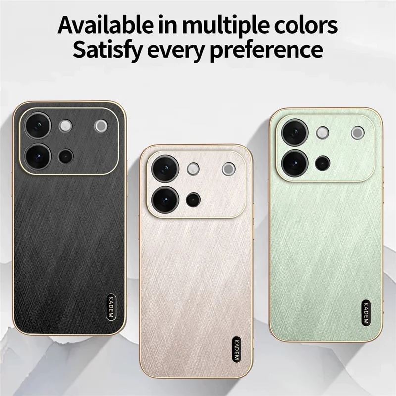 KADEM For vivo S60 5G Case Electroplating Silk Texture PU + TPU Phone Back Cover - Black