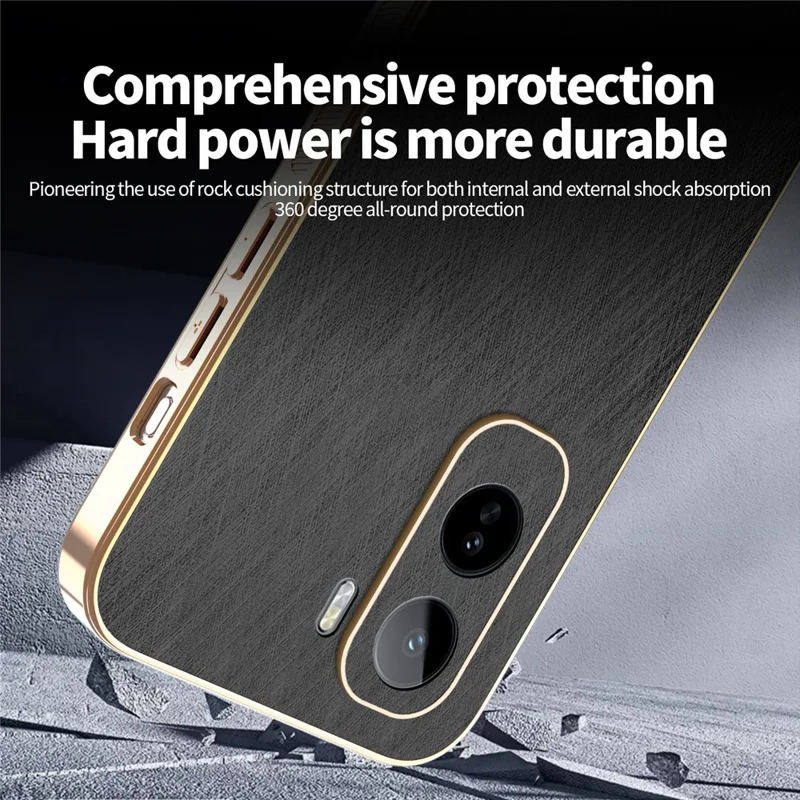 KADEM til vivo T5 Pro 5G Tasker Elektropladeret Silketekstur PU + TPU Telefon Bagdækning - Sort